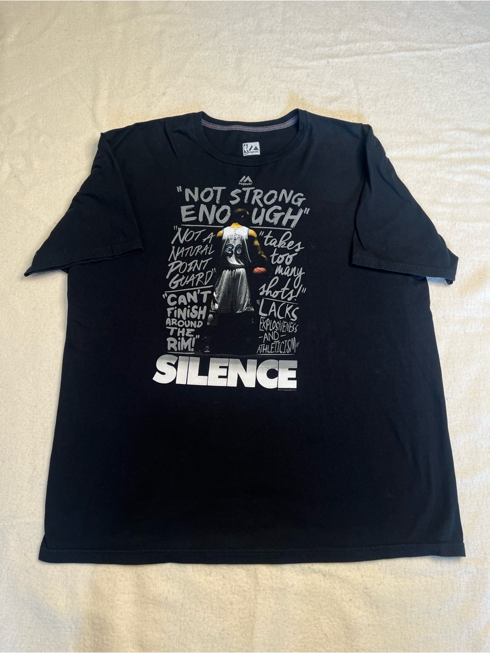 Majestic NBA Golden State Warriors Stephen Curry Silence T Shirt Mens XXL Jersey